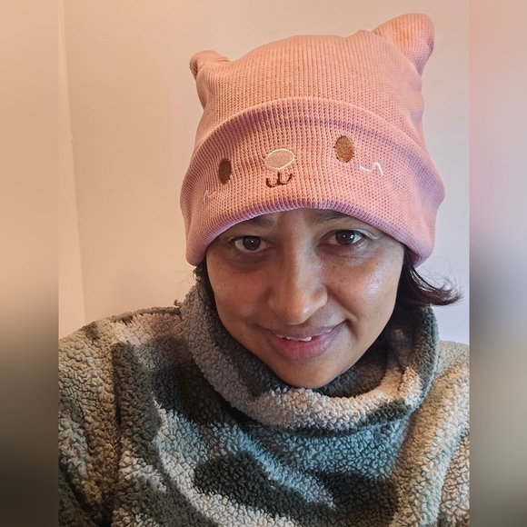 Cat Ear Devil Knitted Beanie Women Kawaii Winter Pink - Picture 11 of 17